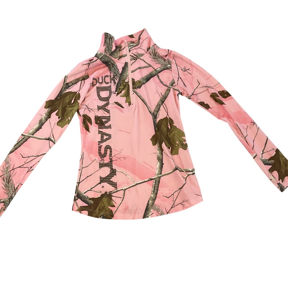 Kids Duck Dynasty Pink Realtree Camo 1/4 Zip Long Sleeve Shirt‎ Size L